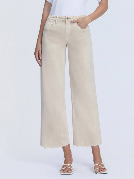 HIGH RISE CROP WIDE LEG JEANS | WHITE SWAN