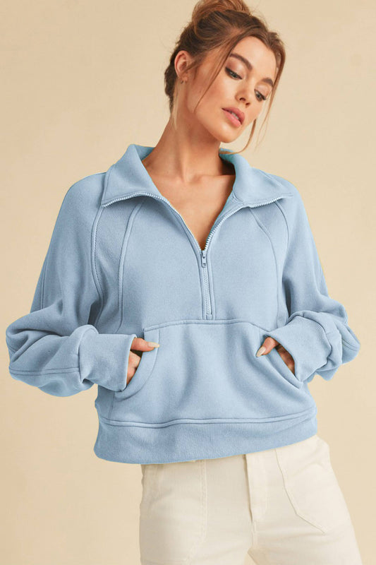 Dove Funnel Neck Half Zip | LIGHT BLUE