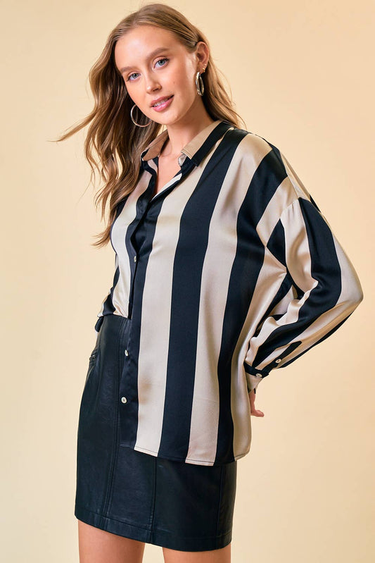 OVERSIZED STRIPED SATIN SHIRT