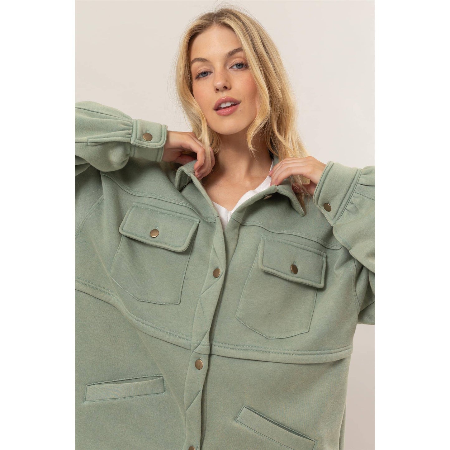 SALE | Washed Fleece French Terry Jacket: MINT