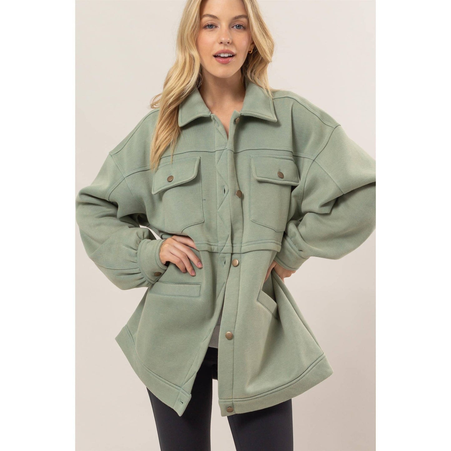 SALE | Washed Fleece French Terry Jacket: MINT