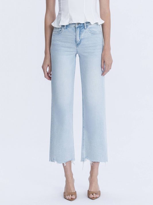 HIGH RISE LIGHT WASH SLIM WIDE JEANS | MERITORIOUS