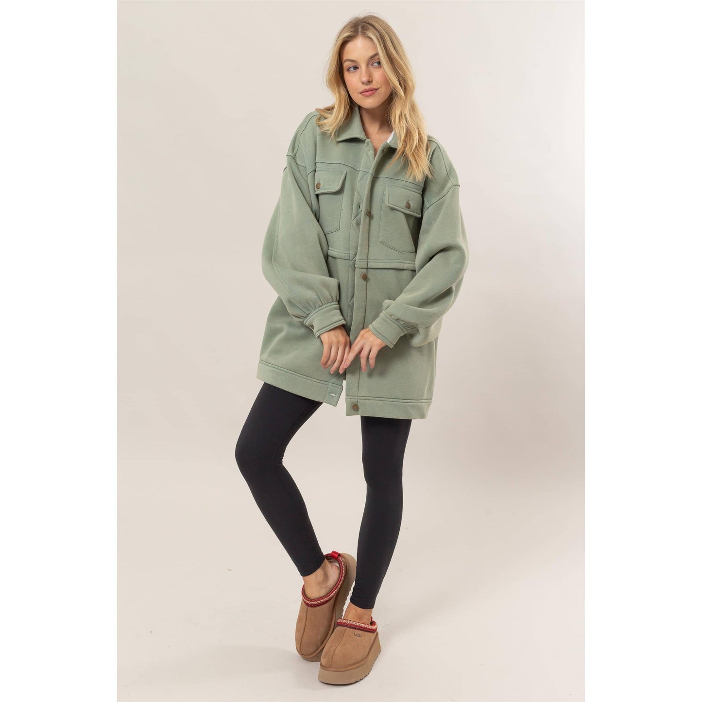 SALE | Washed Fleece French Terry Jacket: MINT