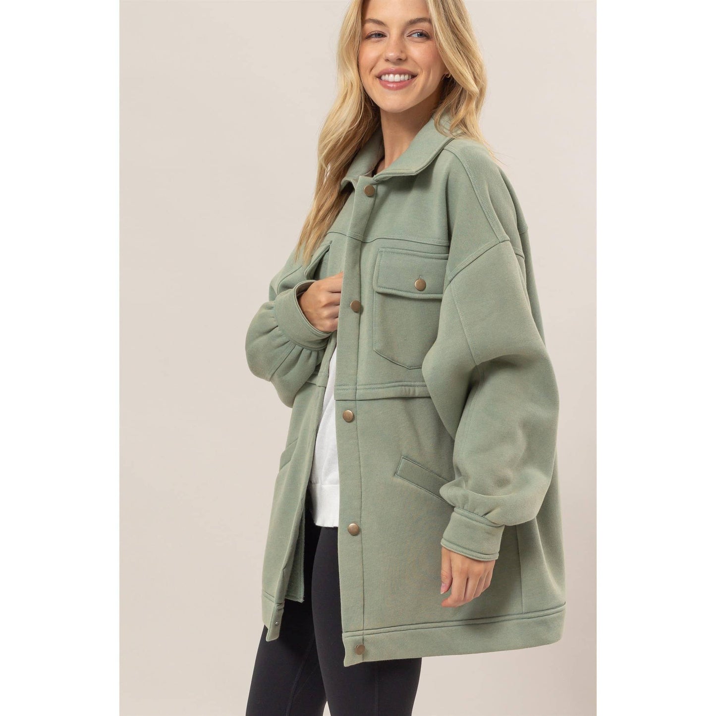 SALE | Washed Fleece French Terry Jacket: MINT