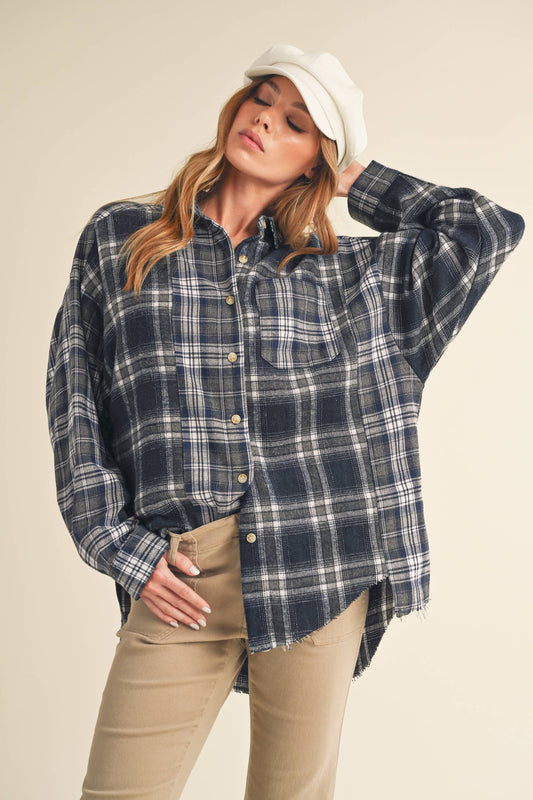 Noelle Flannel Shirt: Navy