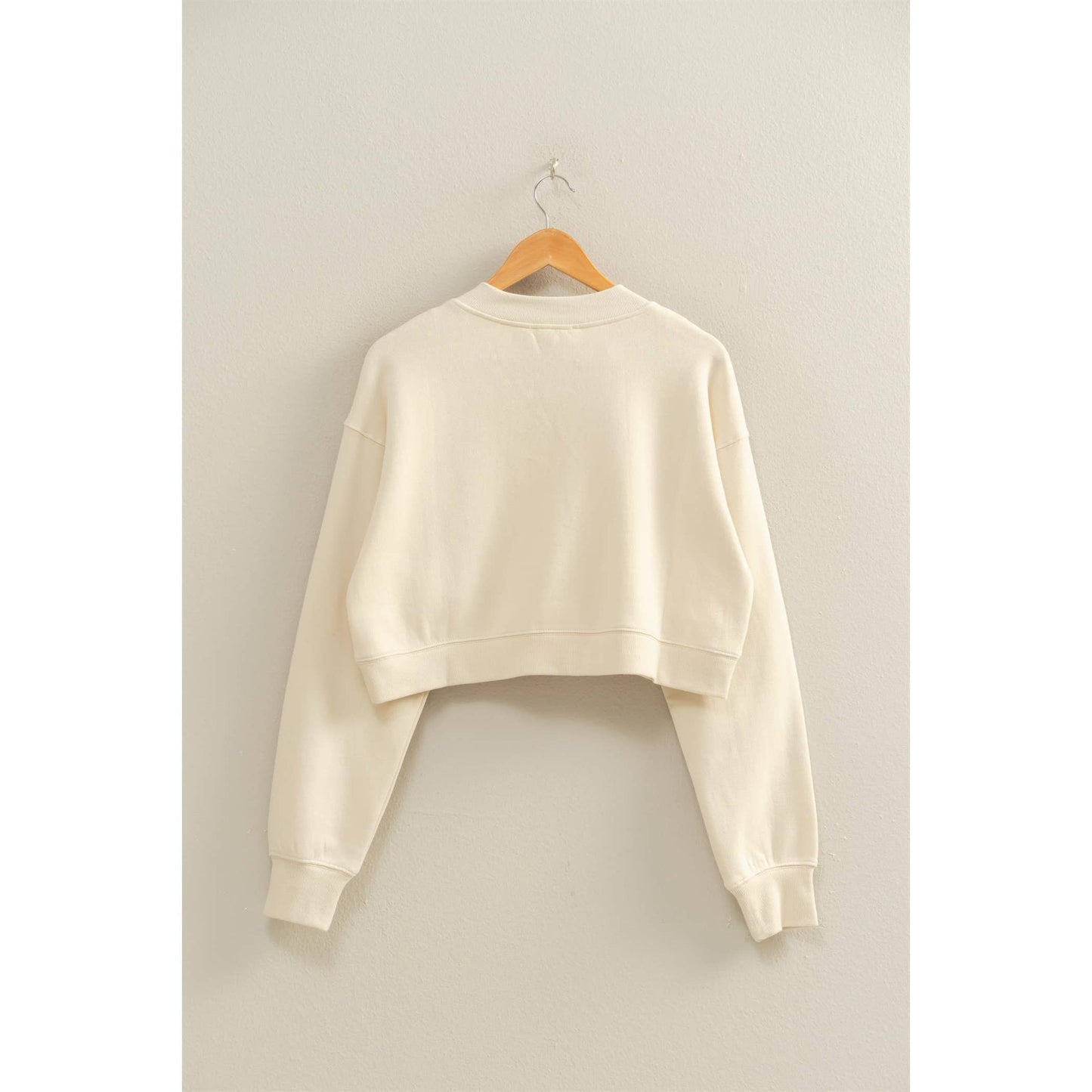 Washed French Terry Cropped Cardigan: DARK TAUPE