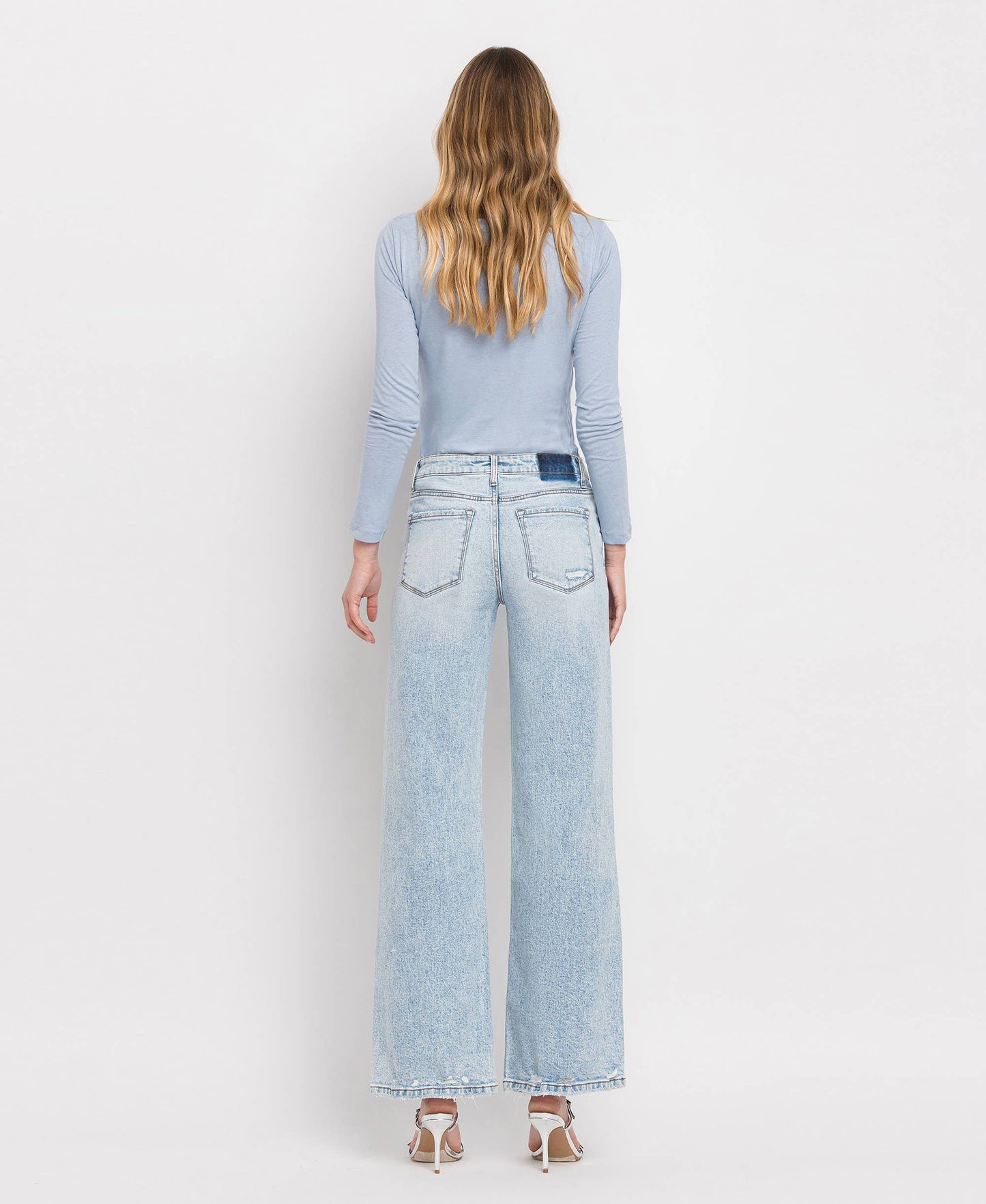 LOVERVET TUMMY CONTROL SUPER HIGH RISE WIDE LEG JEANS.