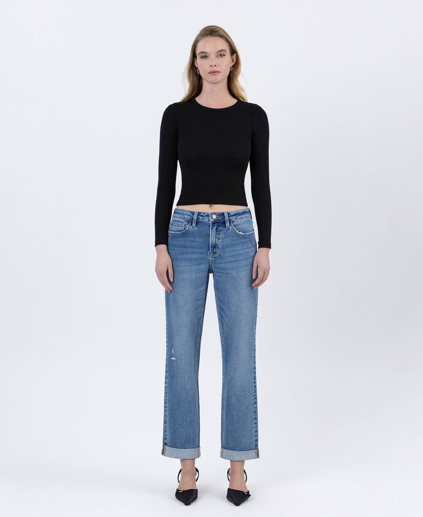 HIGH RISE CUFFED BOYFRIEND JEANS | FECILITOUS