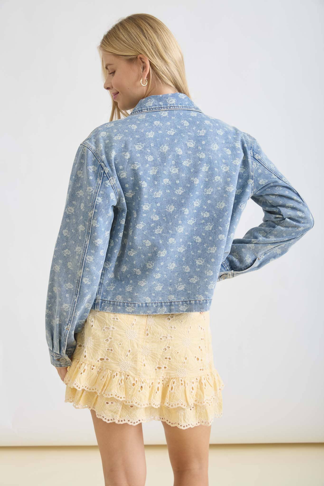 FIONA FLORAL JACKET: DENIM