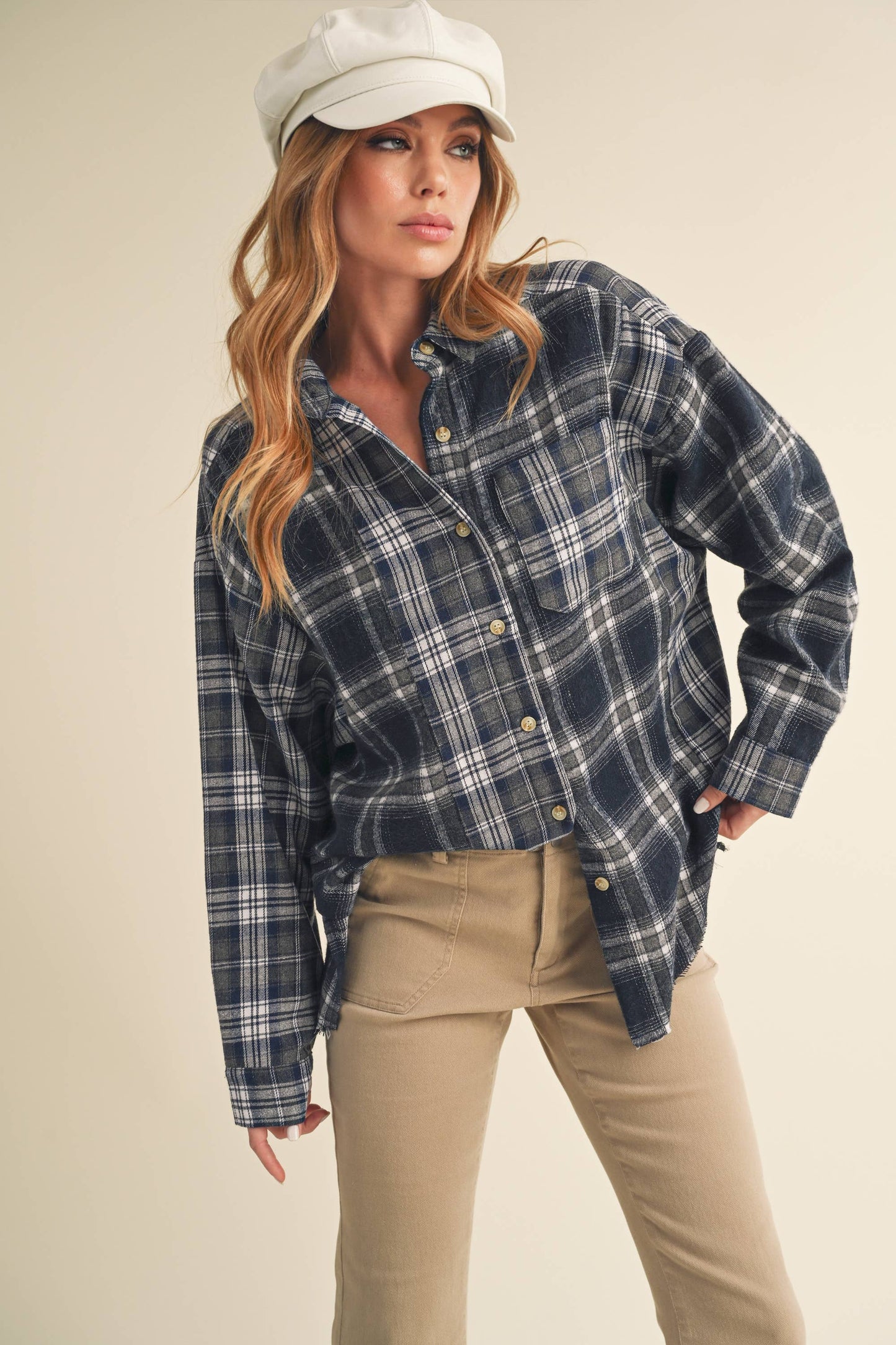 Noelle Flannel Shirt: Navy