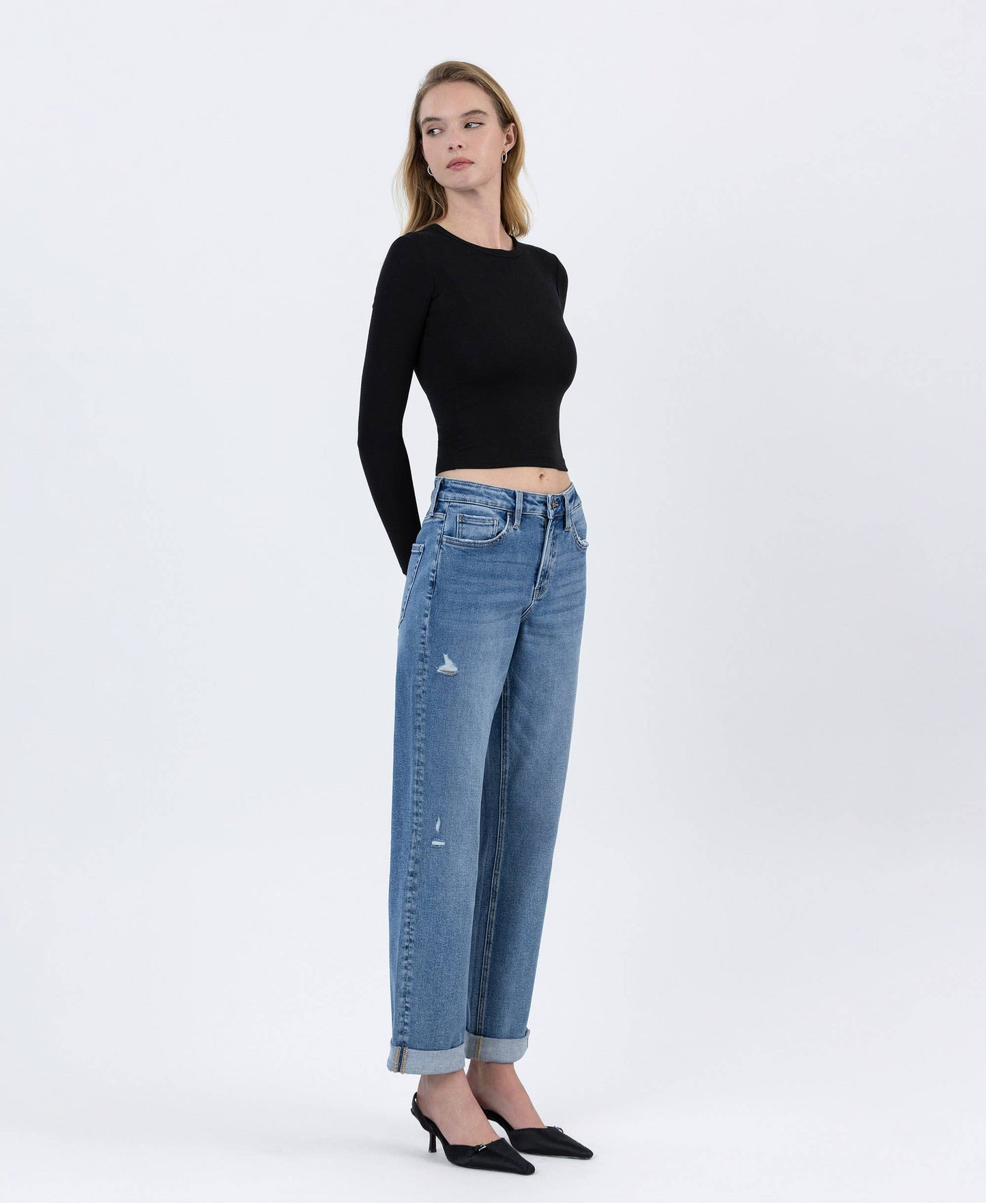 HIGH RISE CUFFED BOYFRIEND JEANS | FECILITOUS