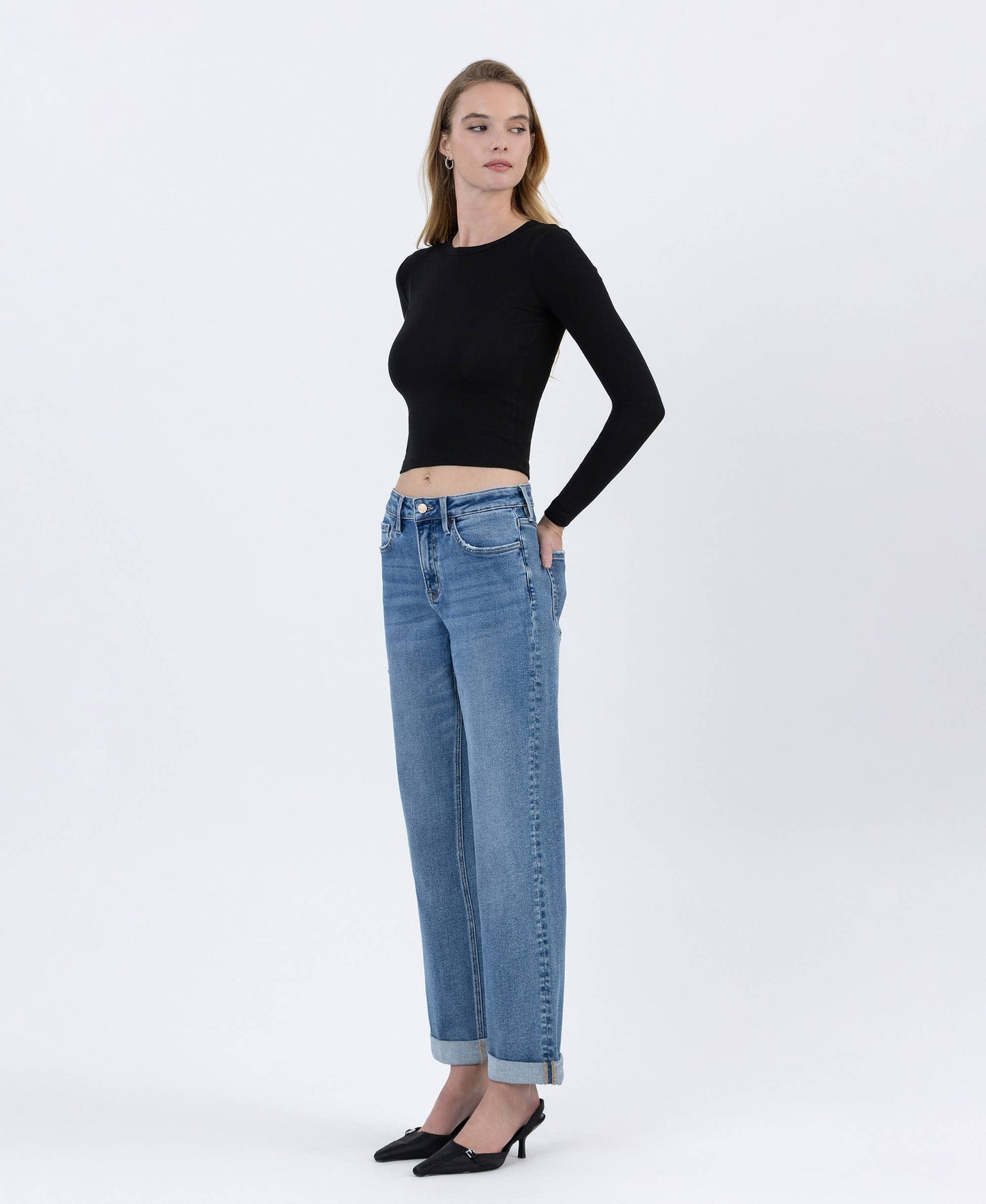 HIGH RISE CUFFED BOYFRIEND JEANS | FECILITOUS