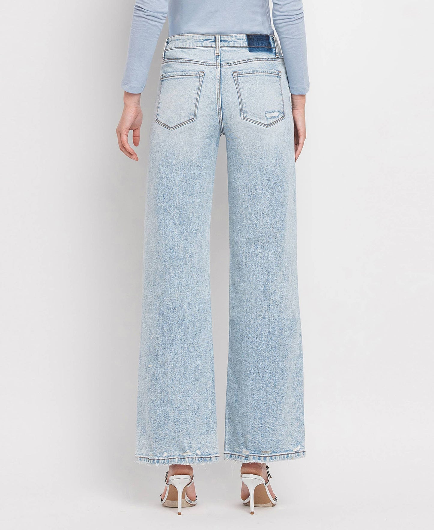 LOVERVET TUMMY CONTROL SUPER HIGH RISE WIDE LEG JEANS.