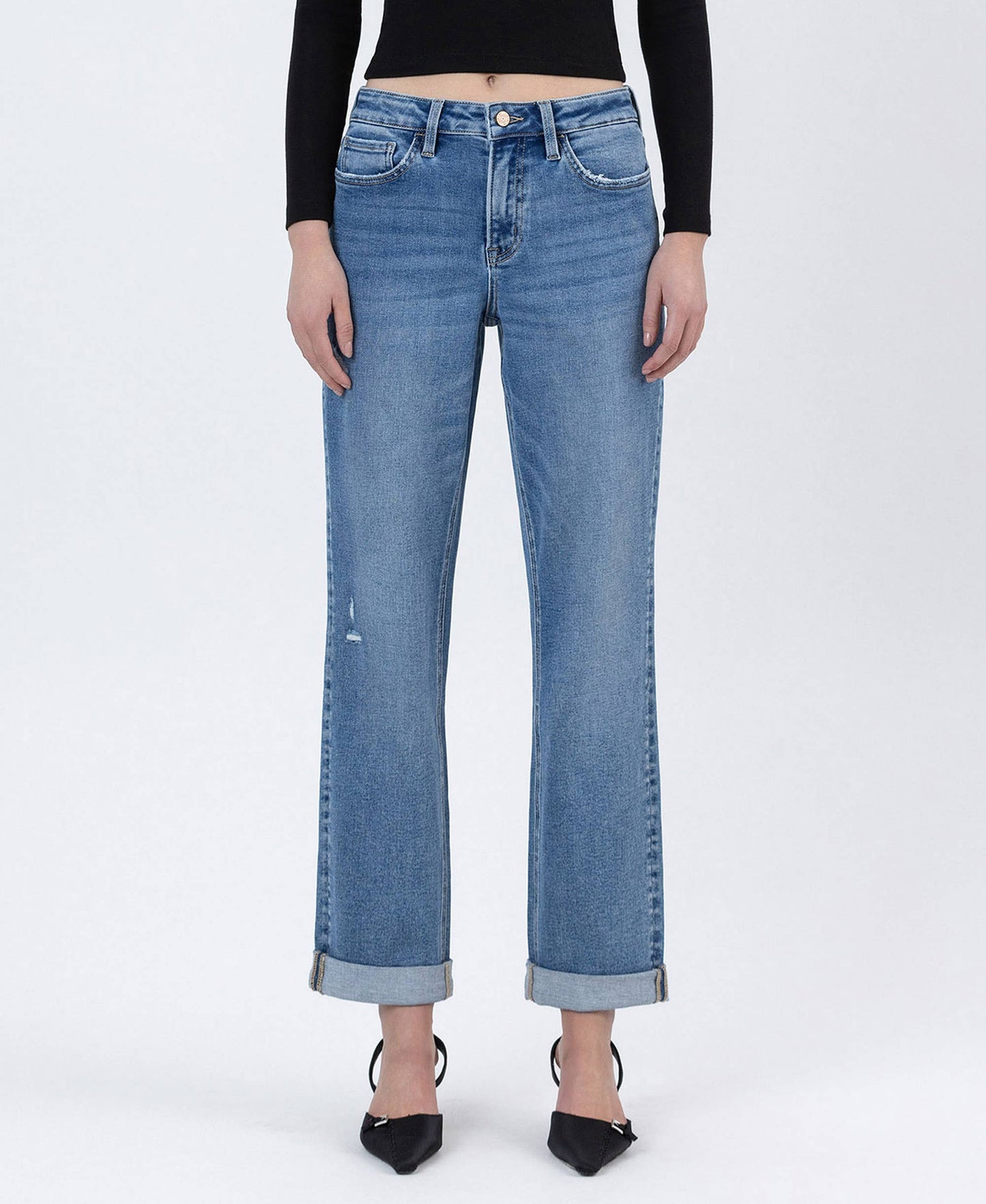 HIGH RISE CUFFED BOYFRIEND JEANS | FECILITOUS