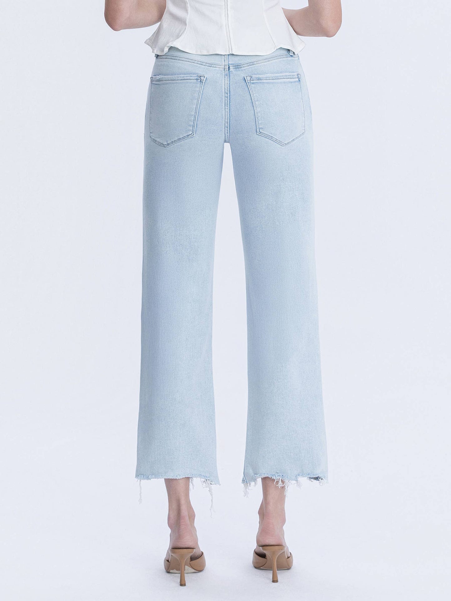HIGH RISE LIGHT WASH SLIM WIDE JEANS | MERITORIOUS
