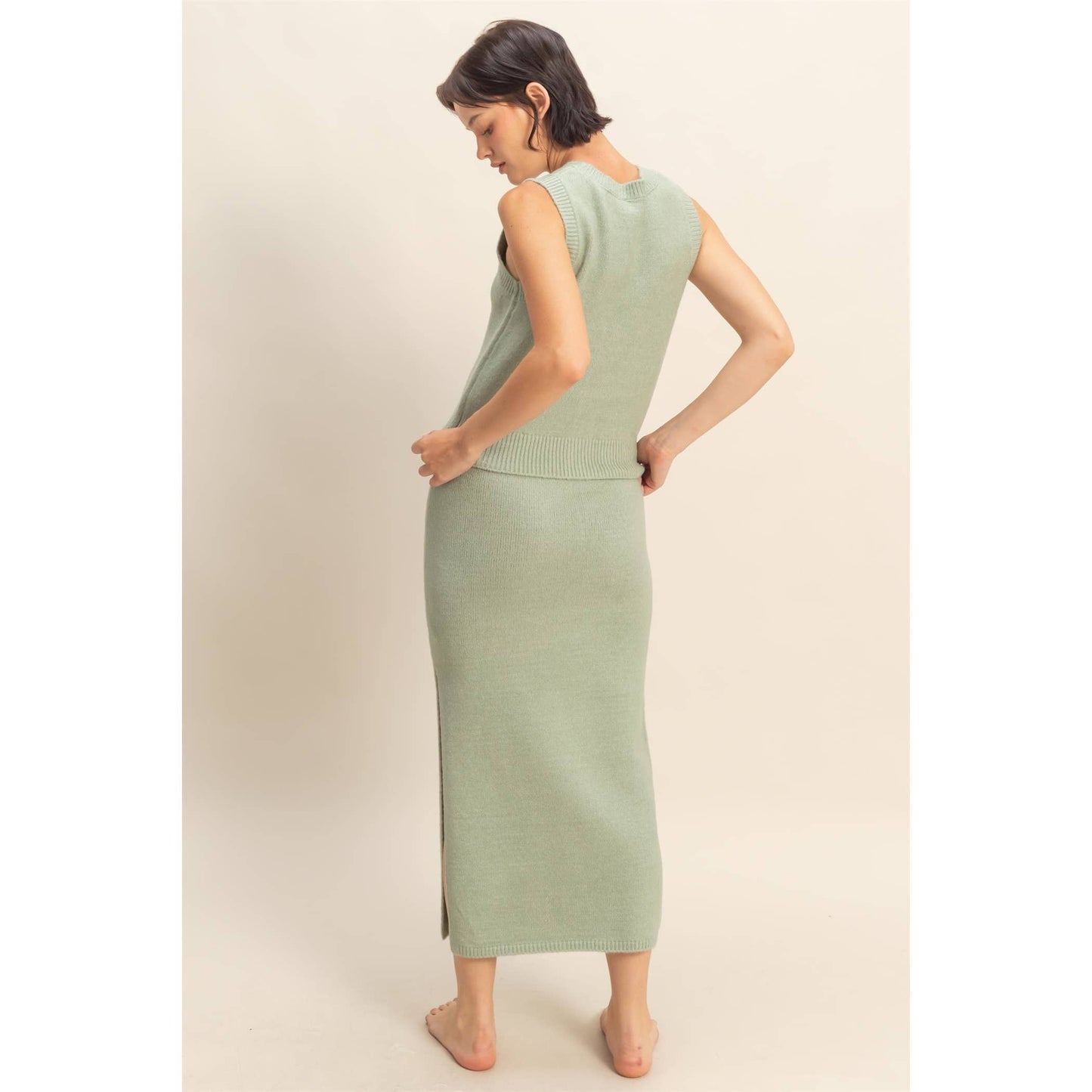 KNIT SKIRT SAGE GREEN