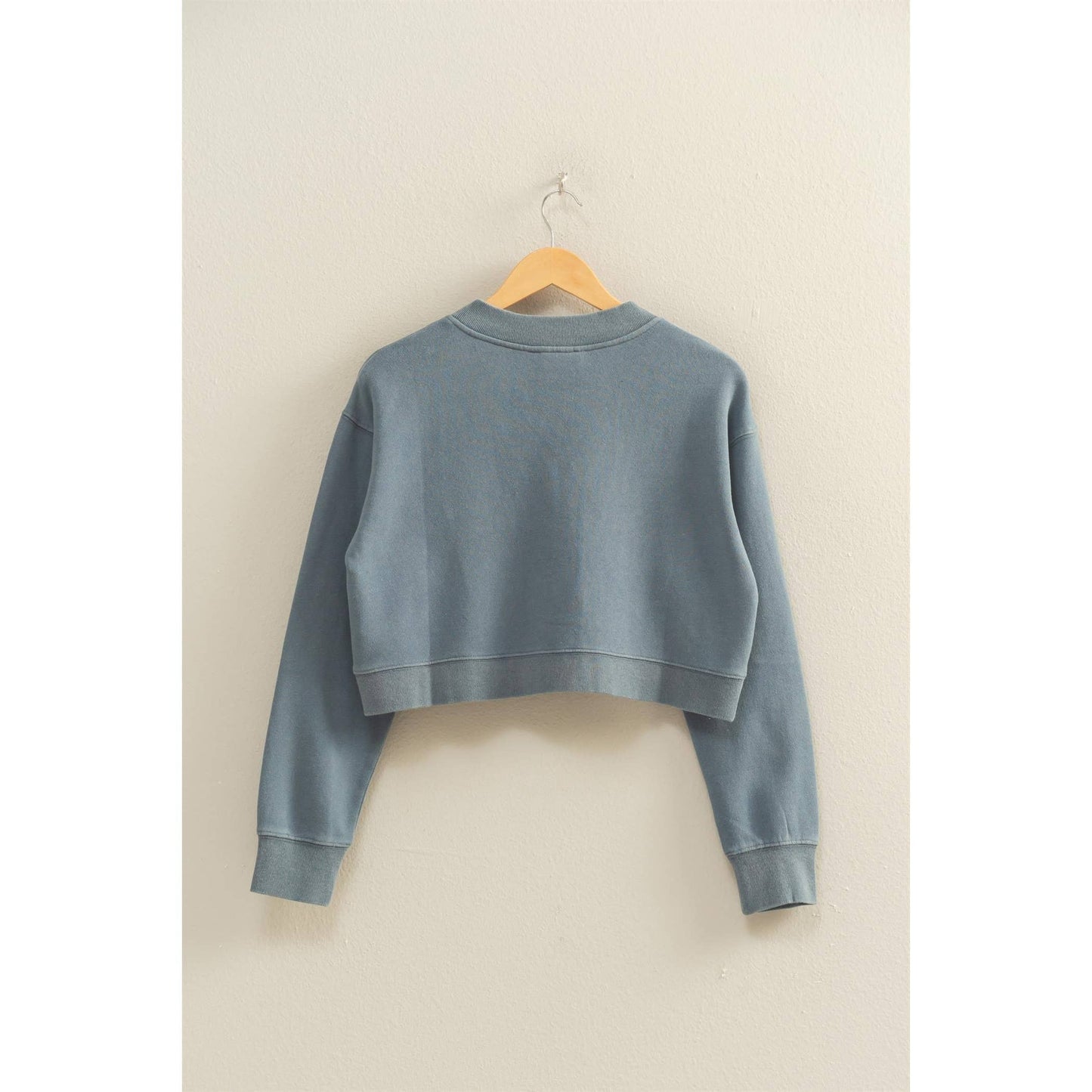 Washed French Terry Cropped Cardigan: DARK TAUPE