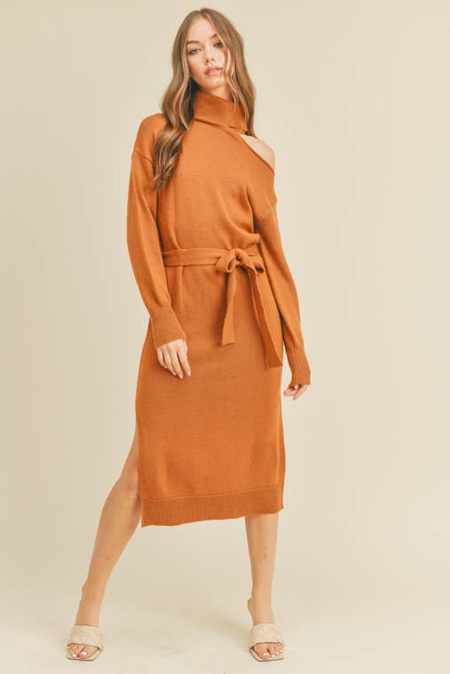 Knit Dress with Cutout | Golden Chestnut