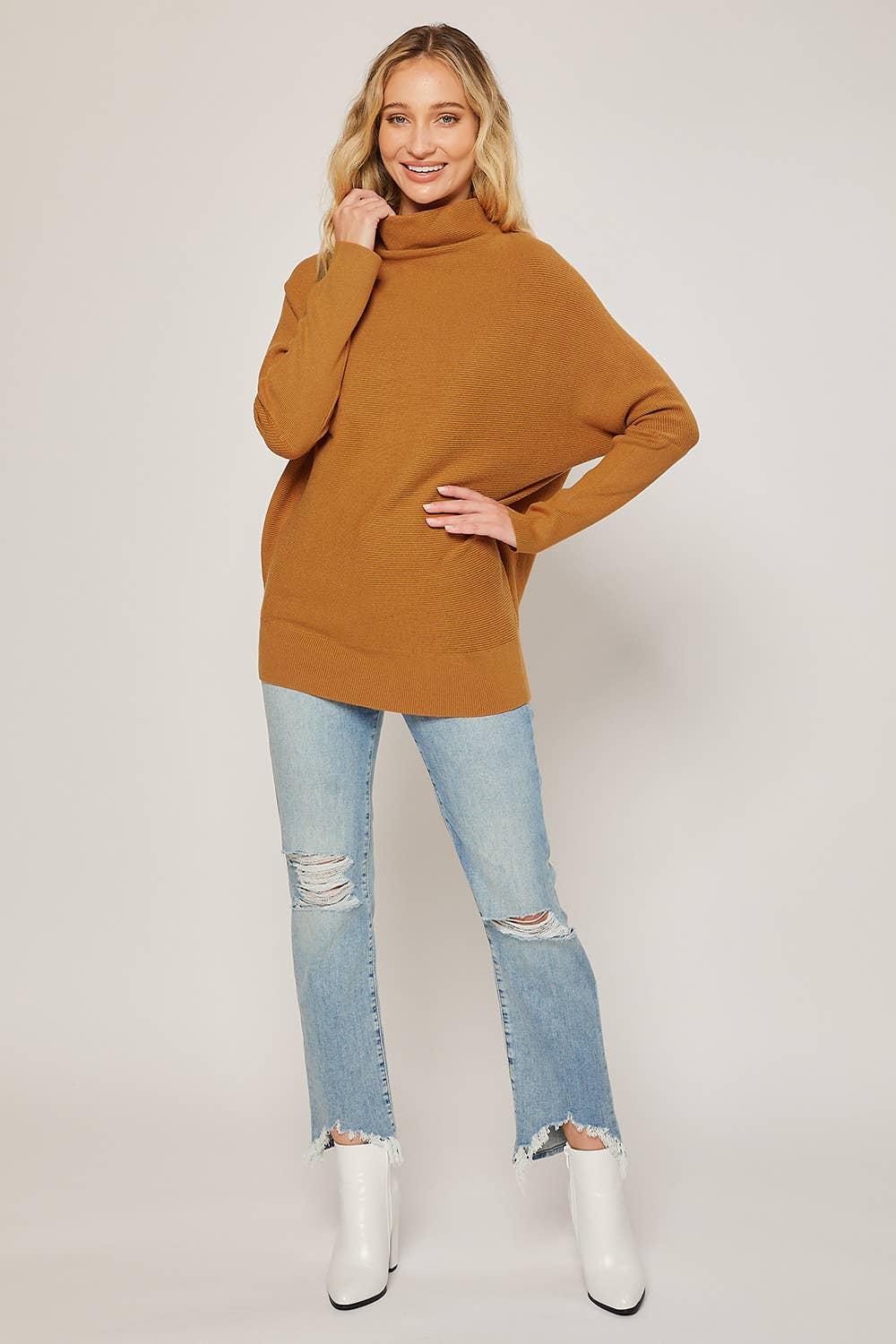 SLOUCH NECK DOLMAN PULLOVER | Rust